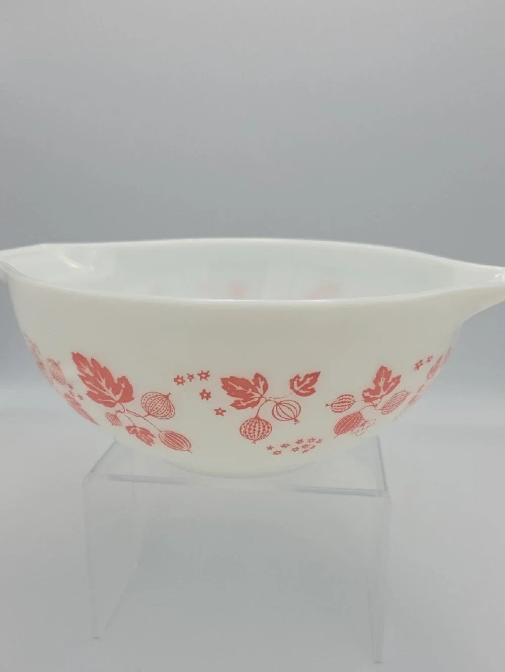 Pyrex White Mixing Bowl with Orange Floral Pattern